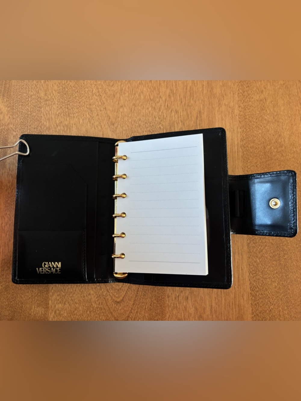 Gianni Versace Vintage Sunburst Organizer/Planner, Black Ostrich, VGVC - Picture 6 of 16